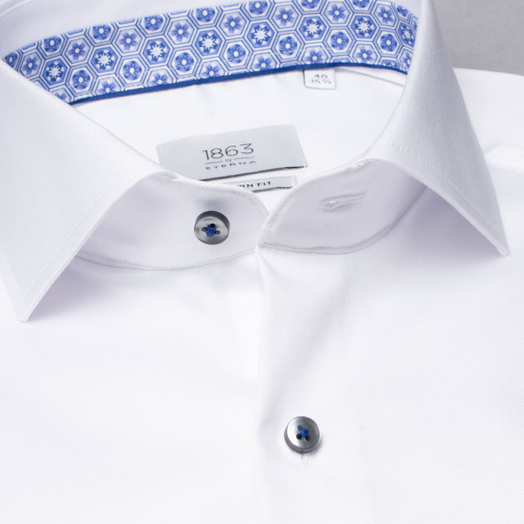 Eterna 1SH04961 8219-00 White Modern Fit White Long Sleeve Gentle Shirt - Baks Menswear