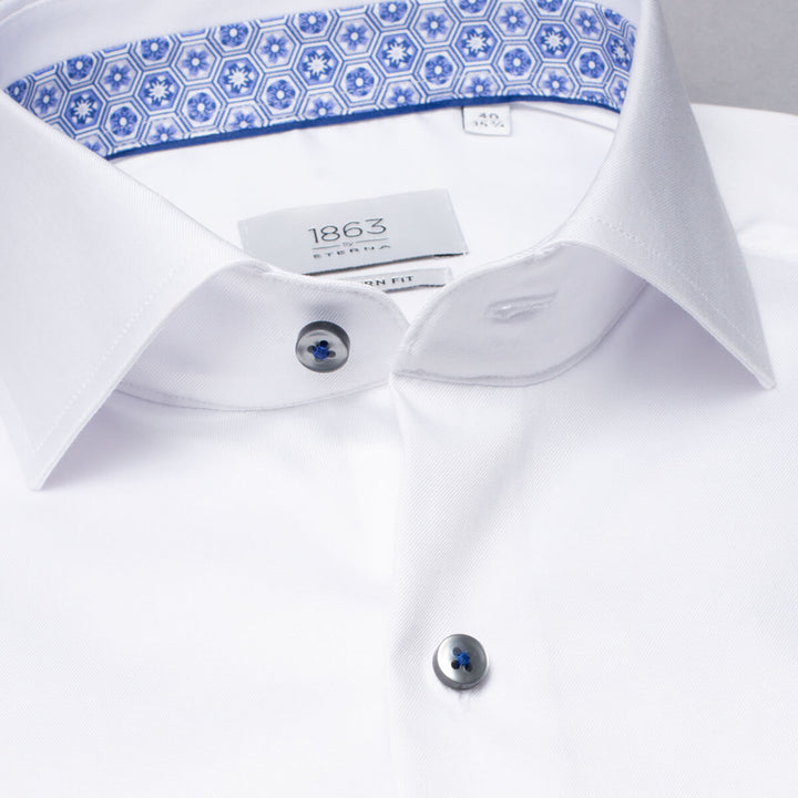 Eterna 1SH04961 8219-00 White Modern Fit White Long Sleeve Gentle Shirt - Baks Menswear