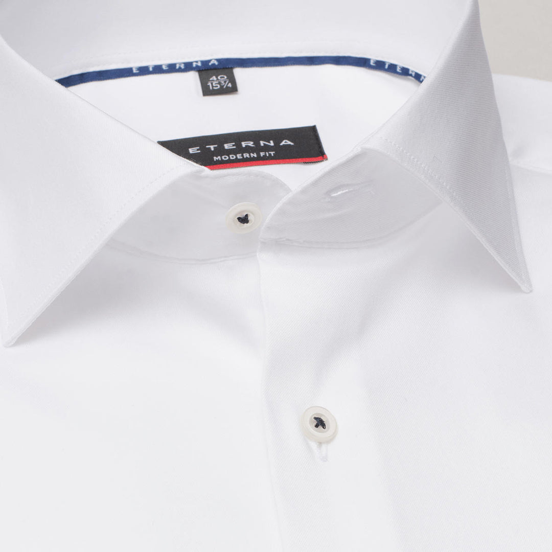 Eterna 3377-00-X18K White Mens Long Sleeve Modrn Fit Performance Shirt - Baks Menswear Bournemouth