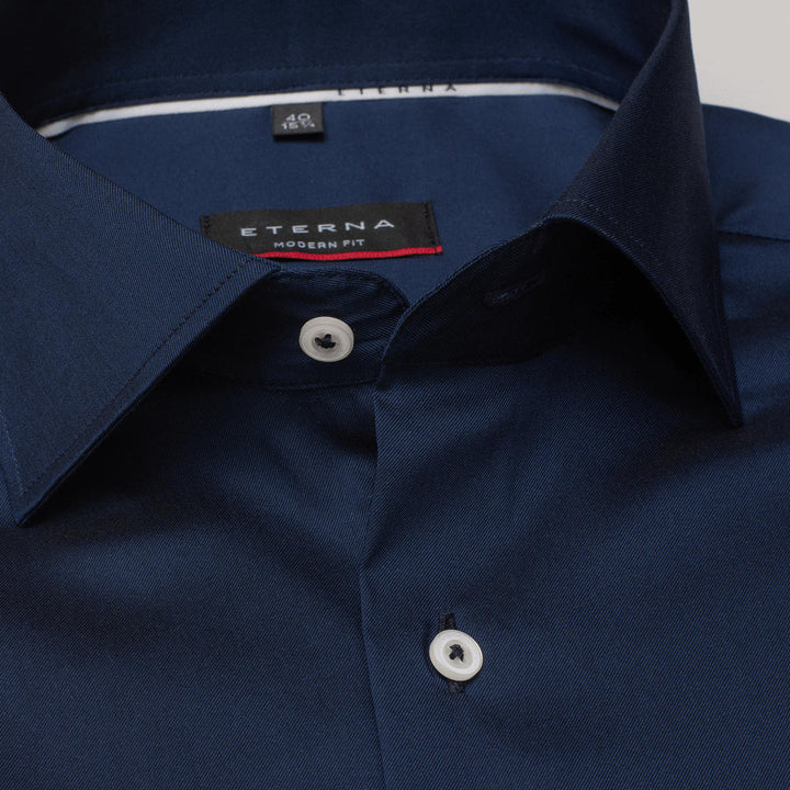 Eterna 3377-19-X18K Navy Mens Long Sleeve Performance Shirt - Baks Menswear Bournemouth