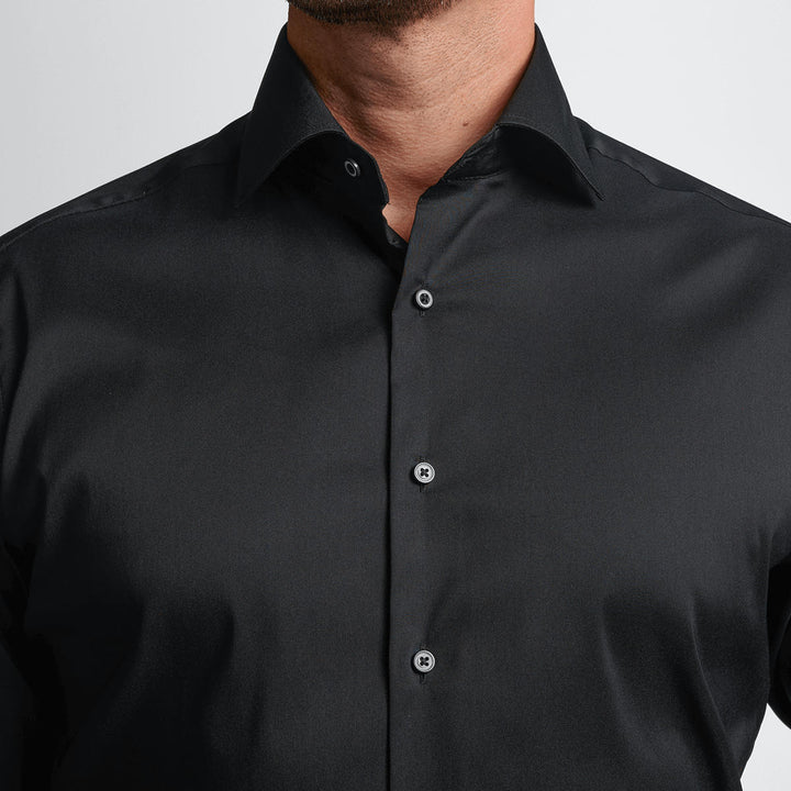Eterna 3377-39-X18K Black Mens Long Sleeve Modern Fit Performance Shirt - Baks Menswear Bournemouth