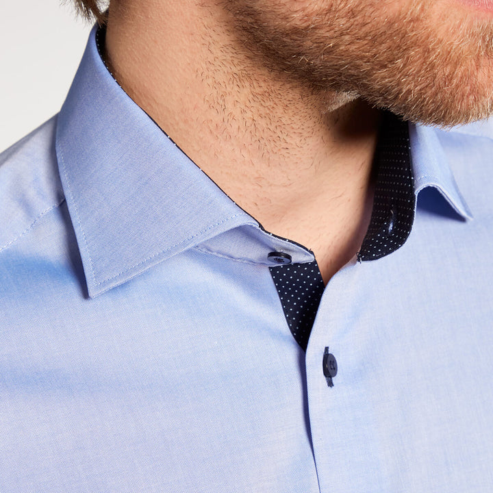 Eterna 8100-12-X13K Blue Modern Fit Long Sleeve Shirt - Baks Menswear Bournemouth