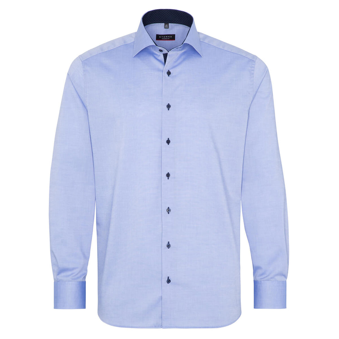 Eterna 8100-12-X13K Blue Modern Fit Long Sleeve Shirt - Baks Menswear Bournemouth