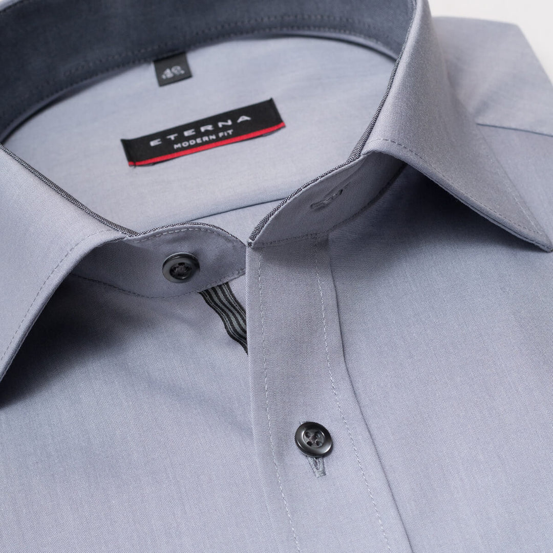 Eterna 8500-32-X157 Grey Mens Modern Fit Long Sleeve Shirt - Baks Menswear Bournemouth