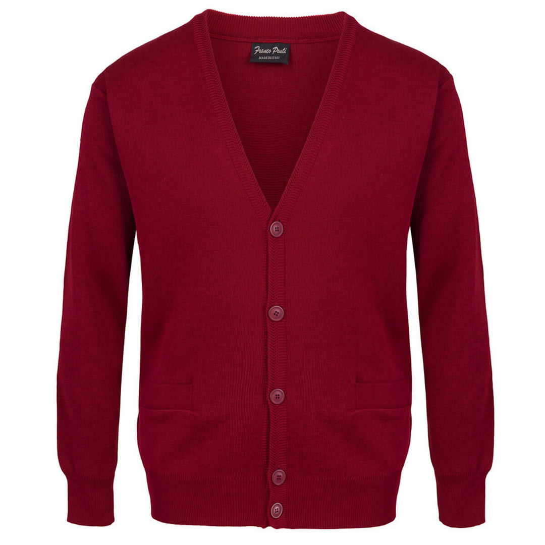 Franco Ponti K05 Burgundy Red Mens Cardigan With Pockets - Baks Menswear Bournemouth
