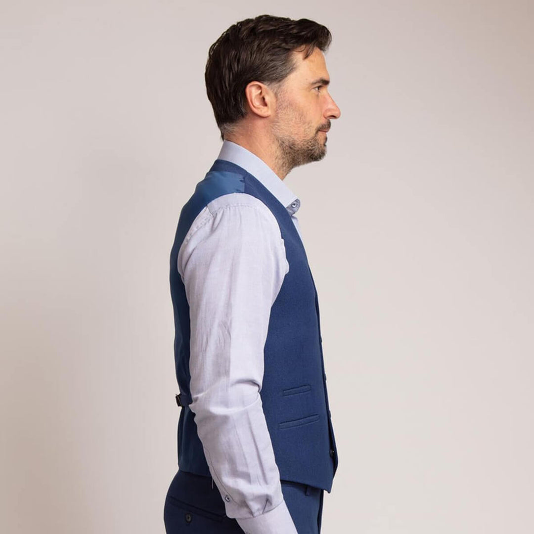 Fratelli Uniti FWC1054 Blue 21 Adjustable Back Suit Waistcoat - Baks Menswear