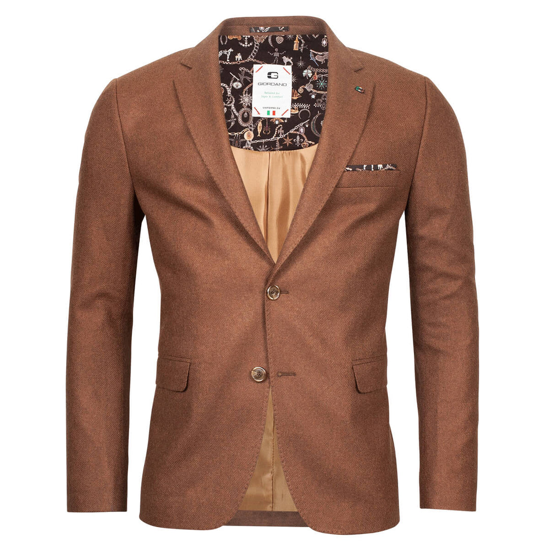 Giordana Robert 222610 80 Brown Wool Mix Mens Blazer Jacket - Baks Menswear