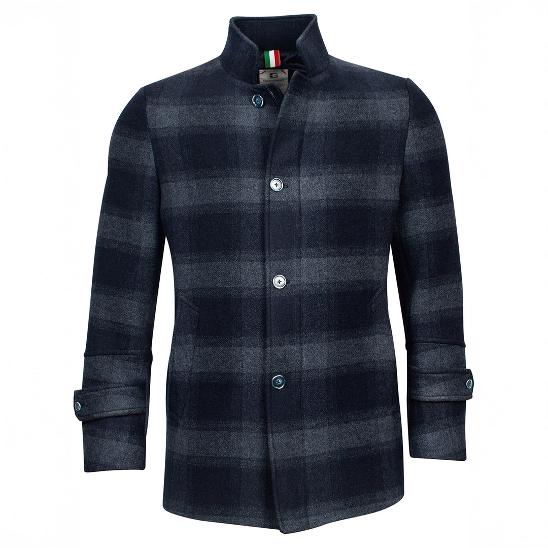 Giordano 222622 60 Blue Grey Check Wool Mix Jacket - Baks Menswear Bournemouth
