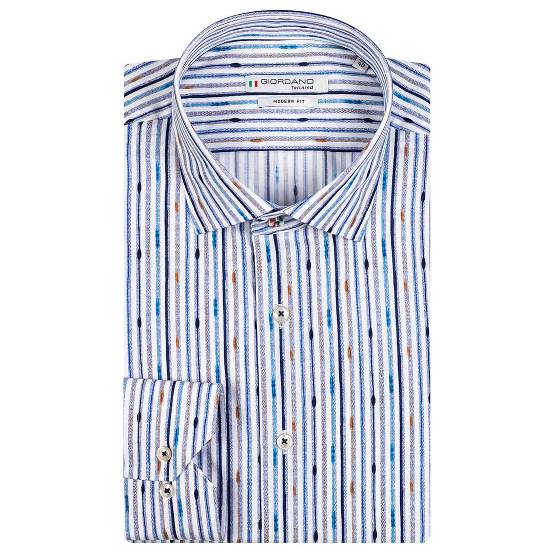 Giordano 317811 60 Blue Maggiore Long Sleeve Semi Cutaway Mens Shirt - Baks Menswear
