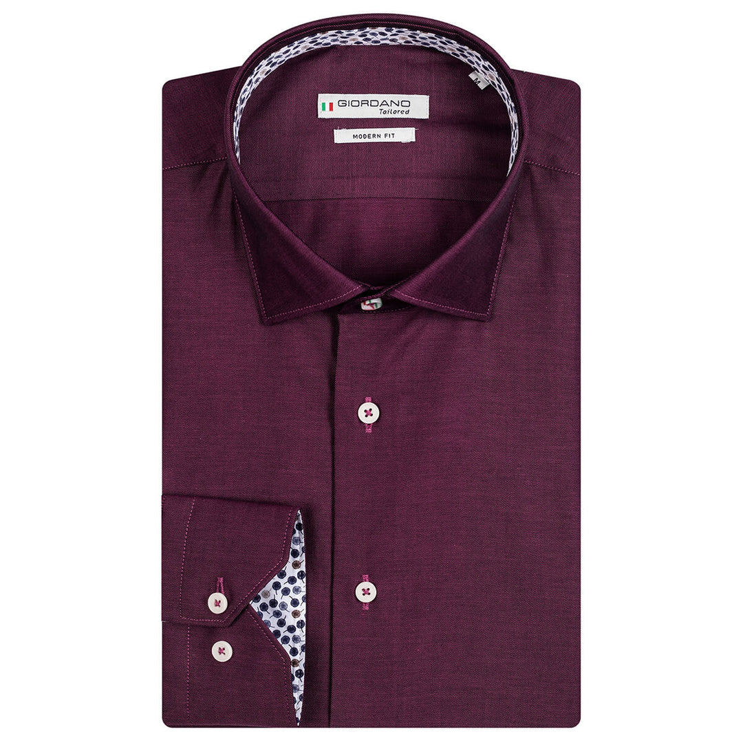 Giordano 327805 50 Maggiore Pink Two Tone Twill Long Sleeve Shirt - Baks Menswear Bournemouth