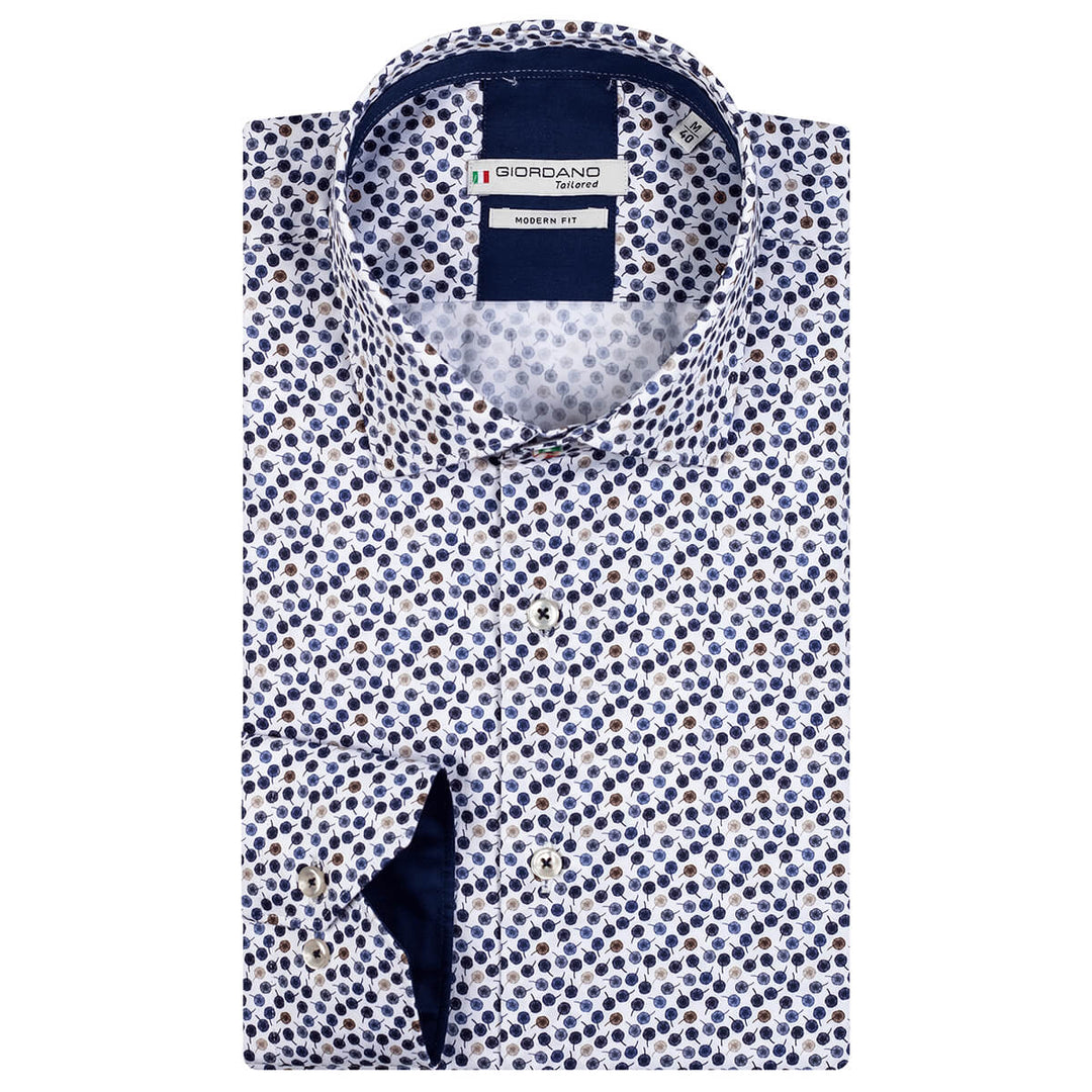 Giordano 327855 50 Maggiore Navy Small Dandelion Print Long Sleeve Shirt - Baks Menswear Bournemouth