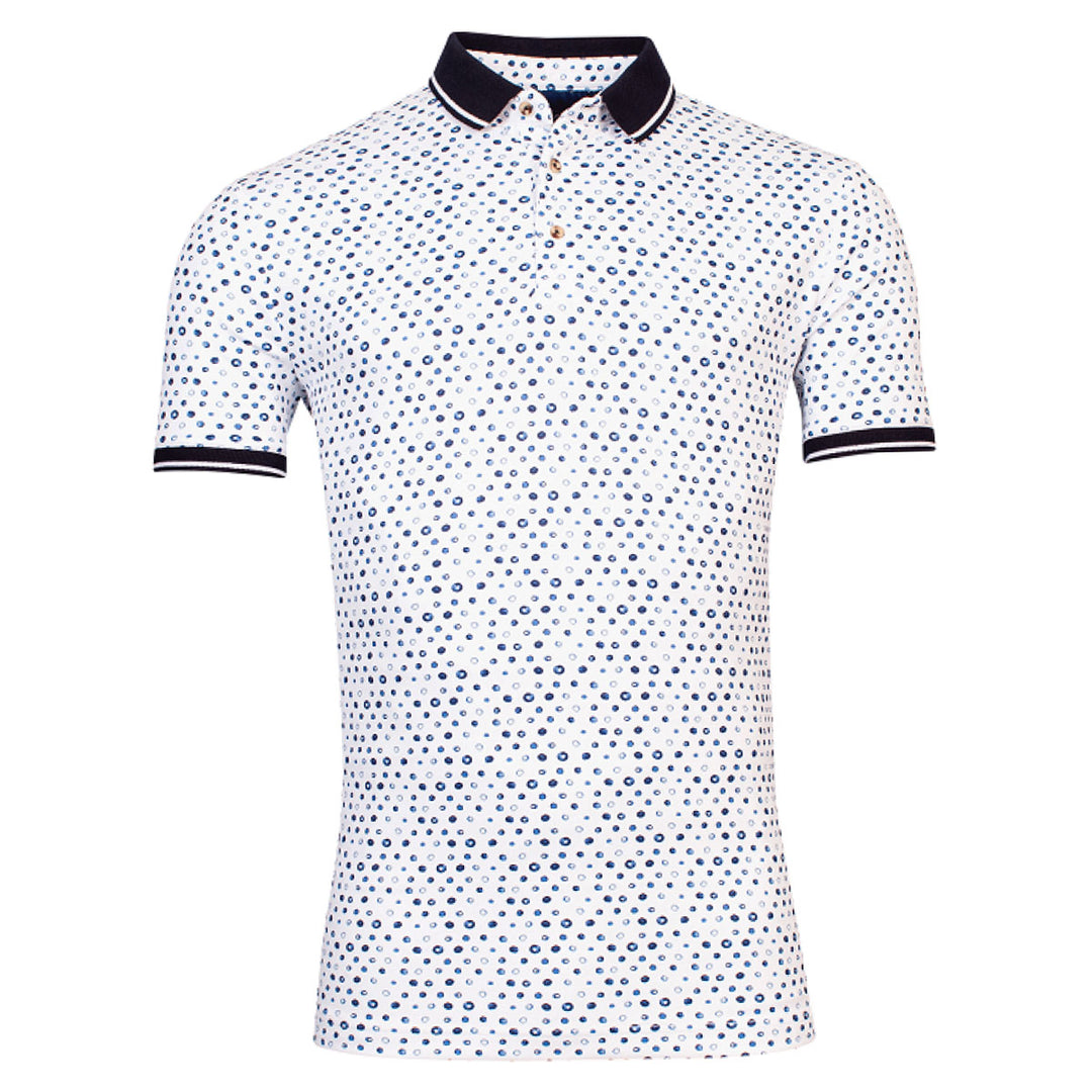 Giordano 392410-10 White Circle Print Polo Shirt - Baks Menswear Bournemouth