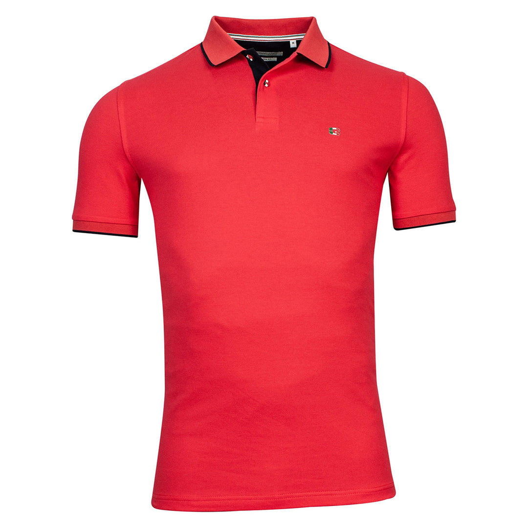 Giordano 416587 36 Red Nico Signature Short Sleeve Pique Polo Shirt - Baks Menswear Bournemouth