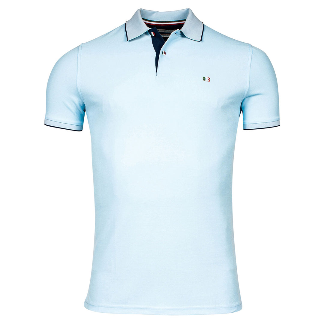Giordano 416587 65 Light Blue Nico Signature Short Sleeve Pique Polo Shirt - Baks Menswear Bournemouth