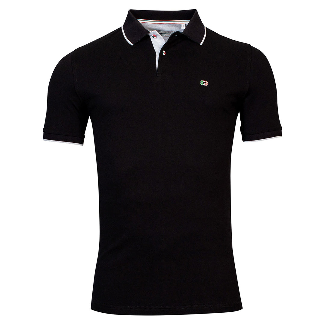 Giordano 416587 90 Black Nico Signature Short Sleeve Pique Polo Shirt - Baks Menswear Bournemouth