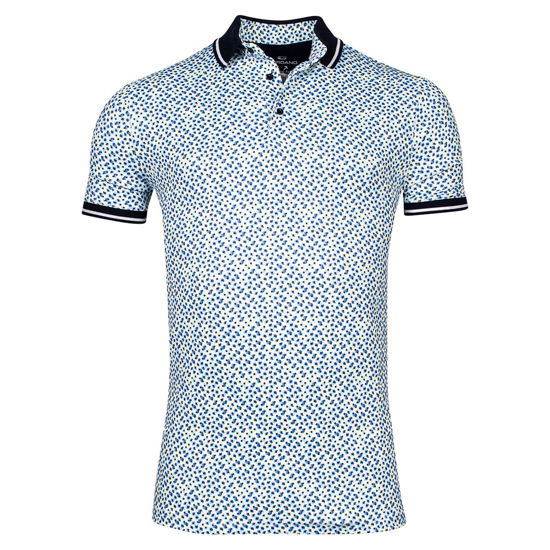 Giordano 416594 70 Blue Green Print Polo Shirt - Baks Menswear Bournemouth