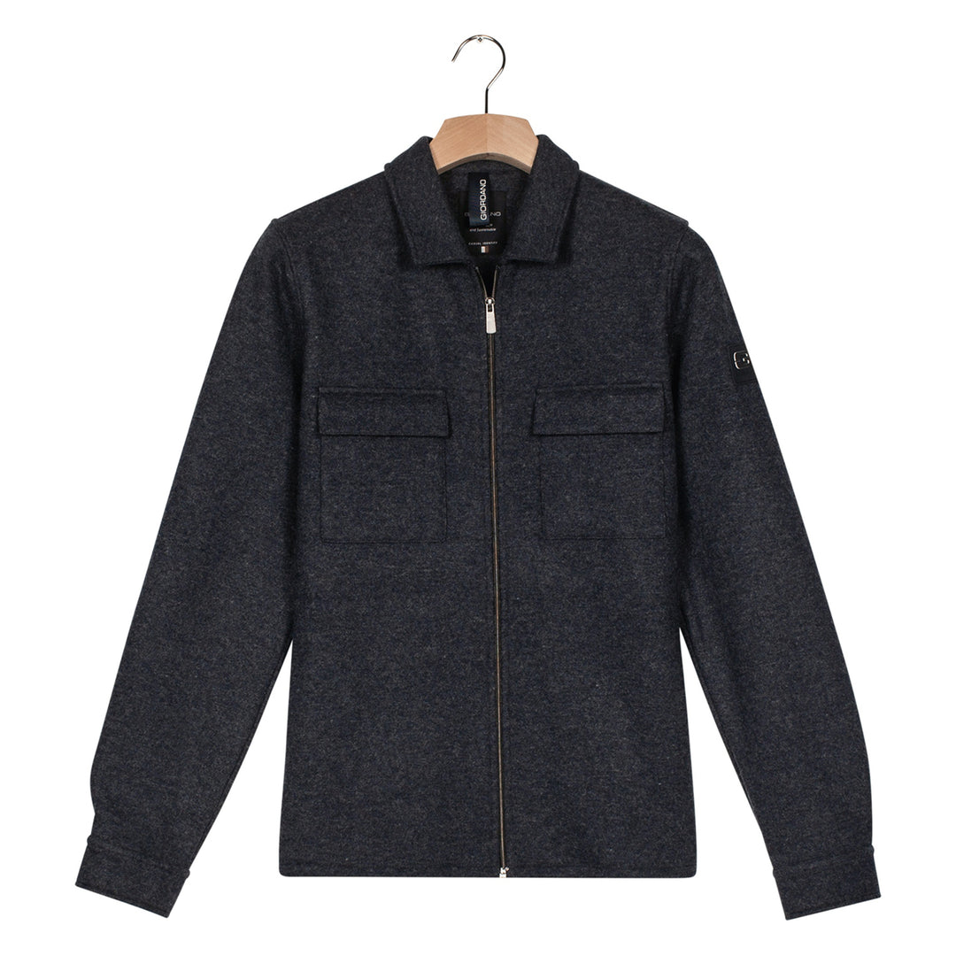 Giordano 527517 65 Carissio Mid Blue Zip Front Overshirt Shacket