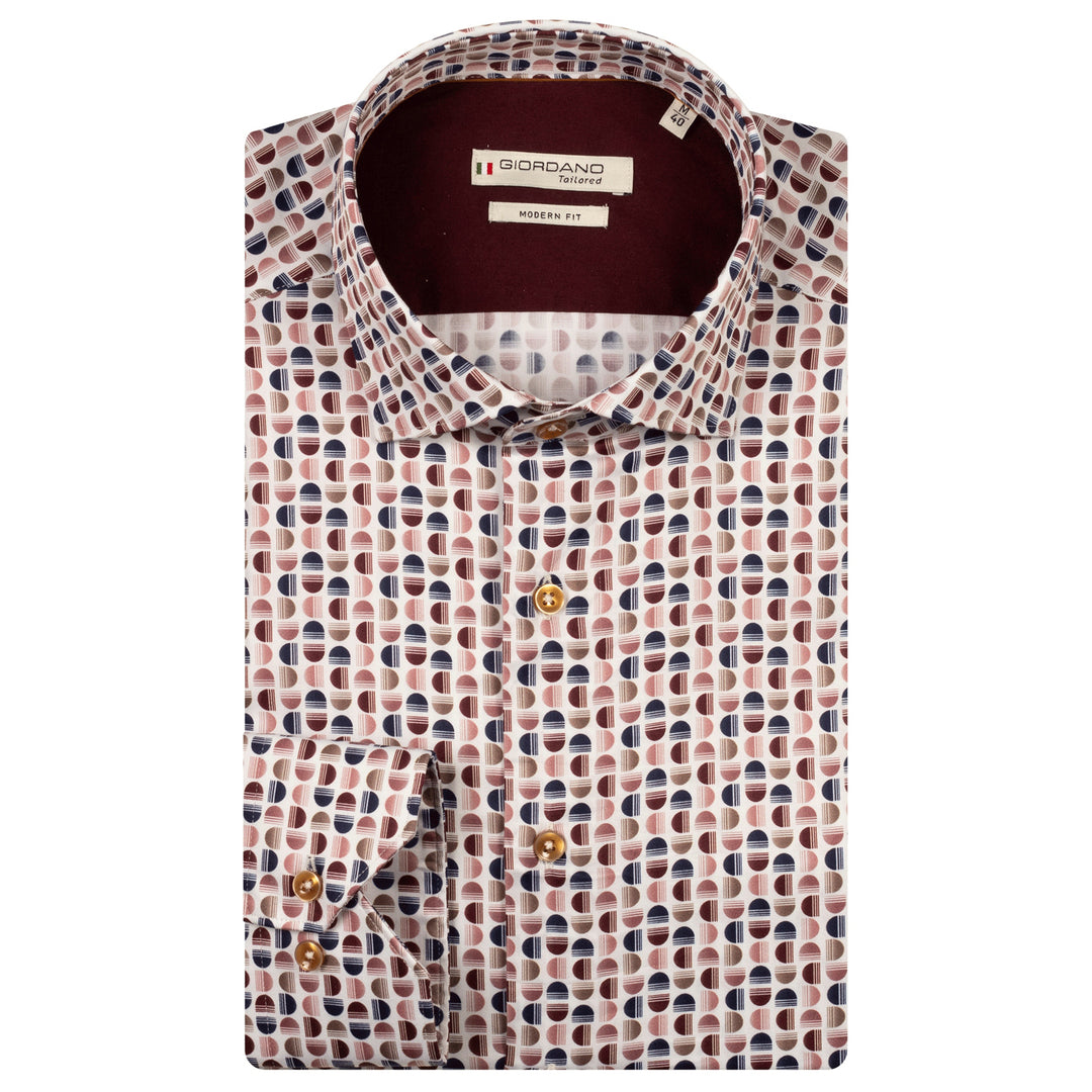 Giordano 527821 40 Maggiore Deep Mauve Graphic Print Long Sleeve Shirt