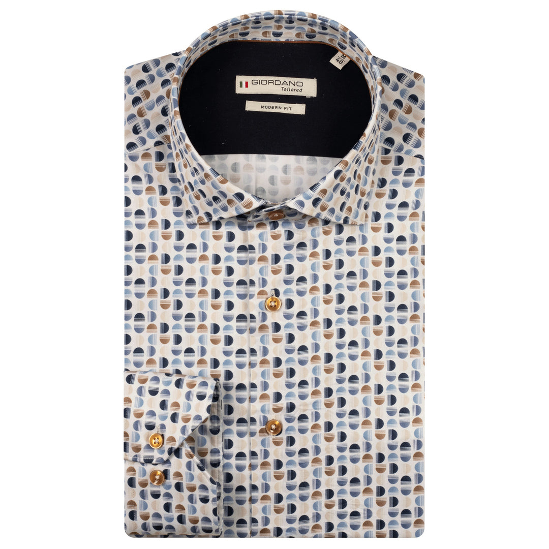 Giordano 527821 60 Maggiore Blue Graphic Print Long Sleeve Shirt