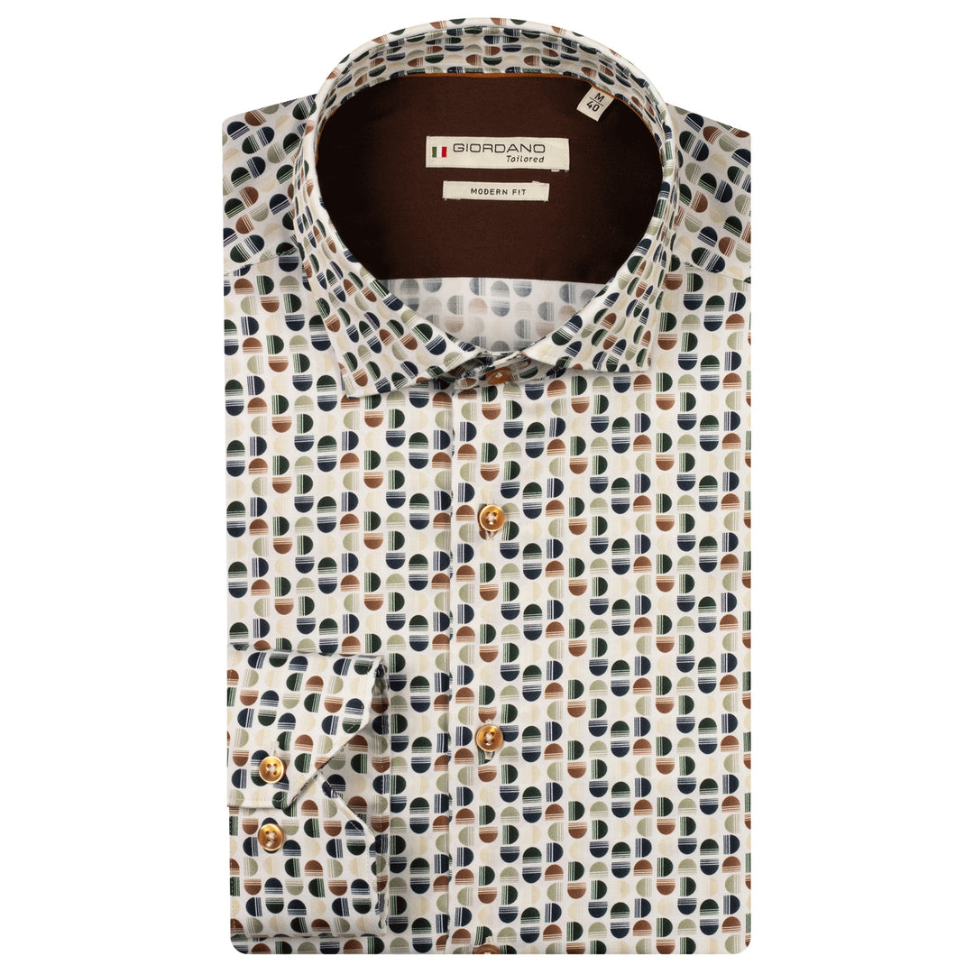 Giordano 527821 70 Maggiore Green Graphic Print Long Sleeve Shirt