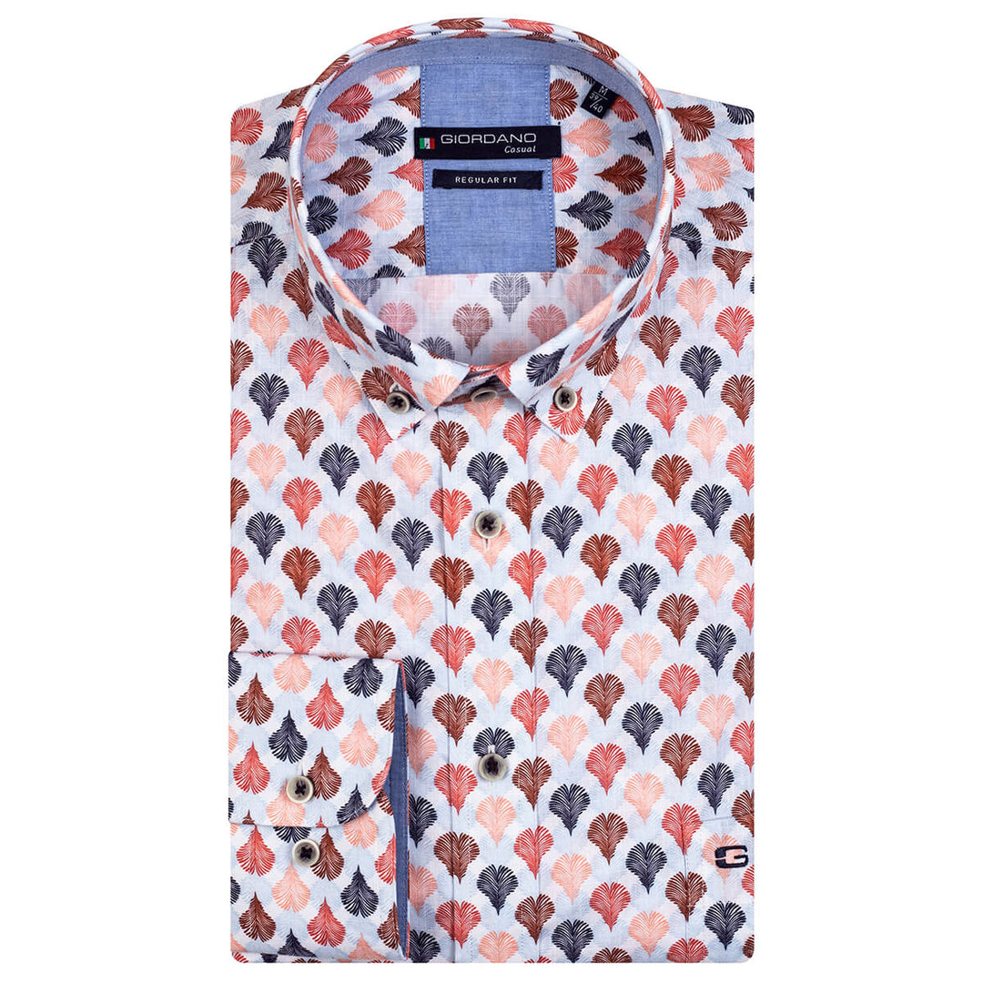 Giordano Ivy 317018 31 Soft Coral Long Sleeve Button Down Shirt - Baks Menswear