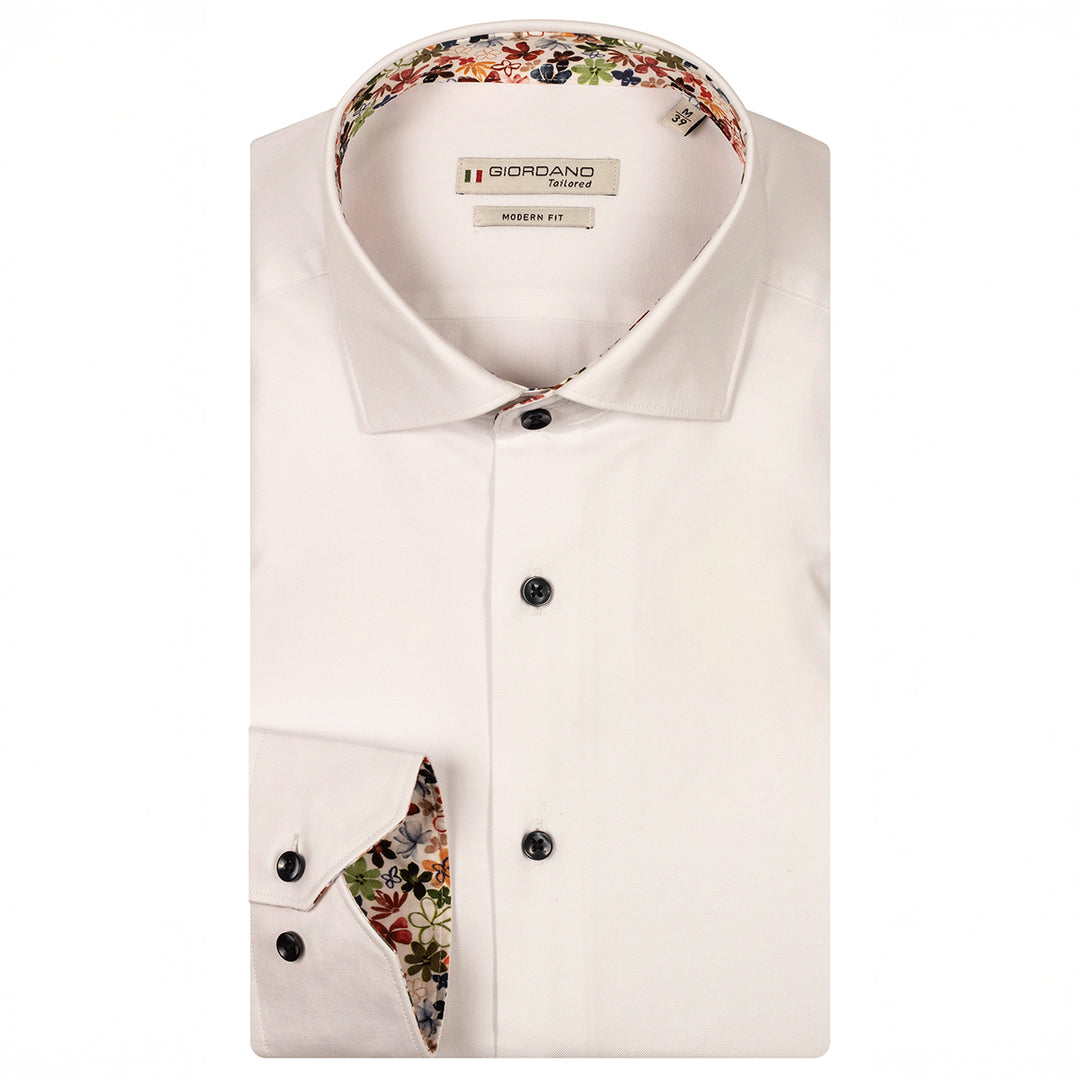Girodano Shirt Maggiore Long Sleeve Bright White 517890 10 - Baks Menswear Bournemouth