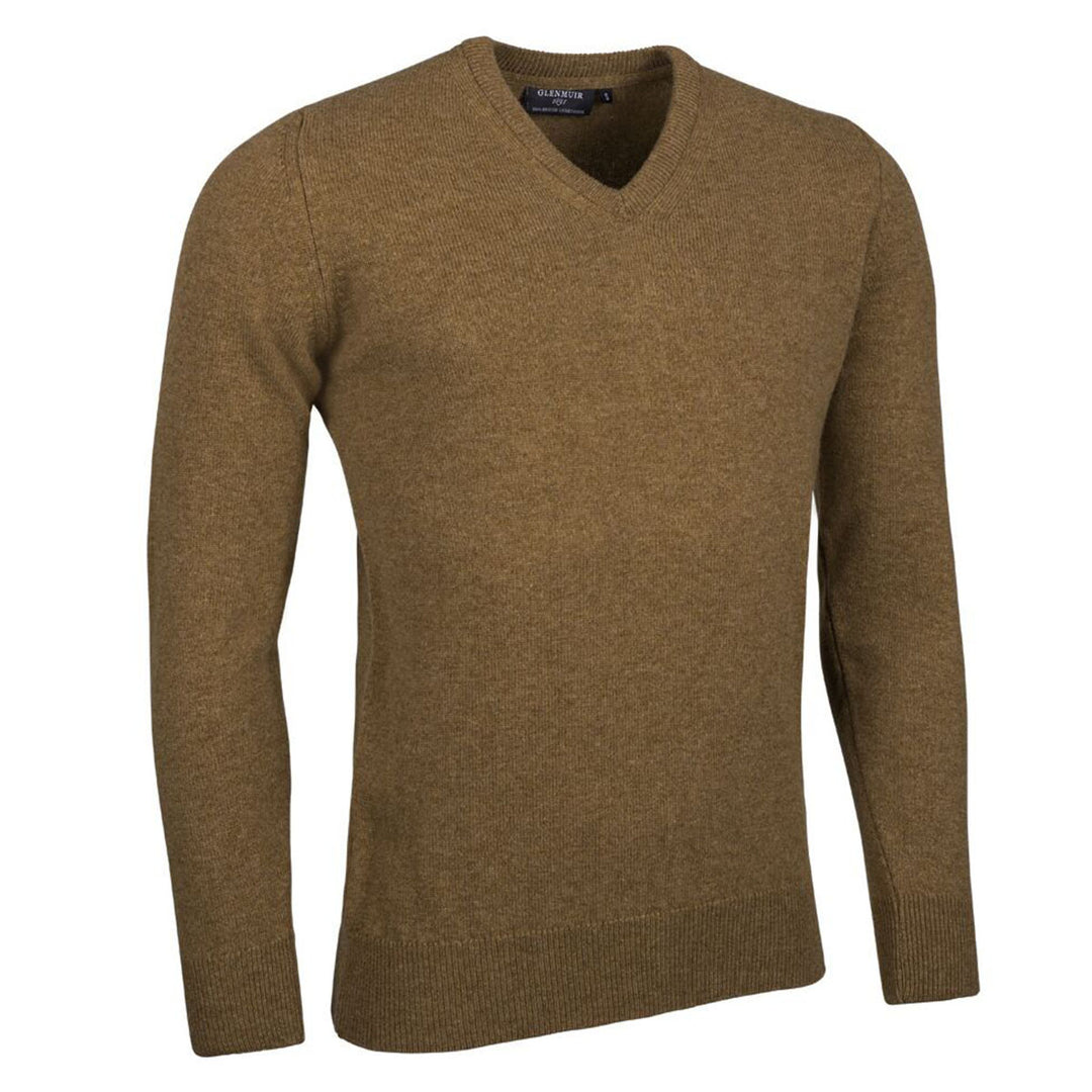 Glenmuir g. Lomond Driftwood V- Neck Lambswool Jumper (12) - Baks Menswear Bournemouth