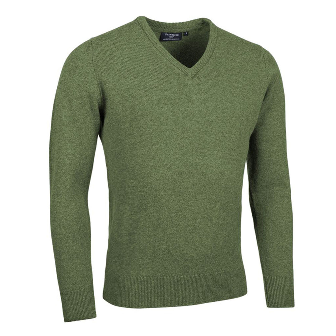 Glenmuir g. Lomond Landscape Green V -Neck Lambswool Jumper - Baks Menswear Bournemouth
