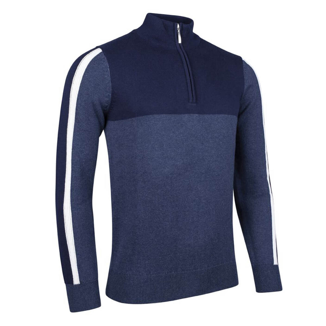 Glenmuir g.Biggar Navy Marl Cashmere Blend Zip Neck Jumper (3)