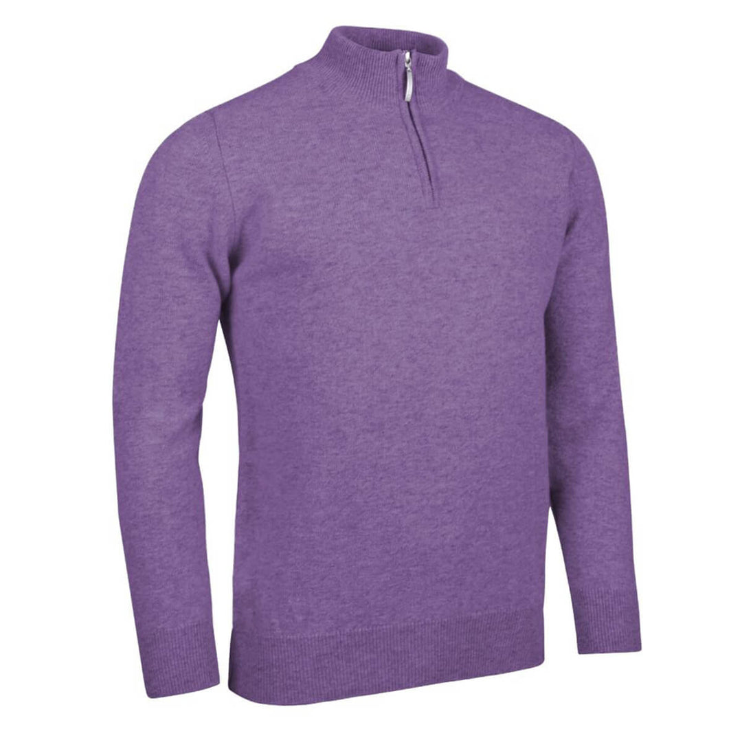 Glenmuir g.Coll Amethyst Mauve Marl Zip Neck Lambswool Jumper - Baks Menswear