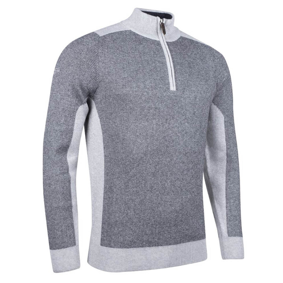 Glenmuir g.Strathern Light Grey Charcoal Zip Neck Cashmere Blend Jumper - Baks Menswear Bournemouth