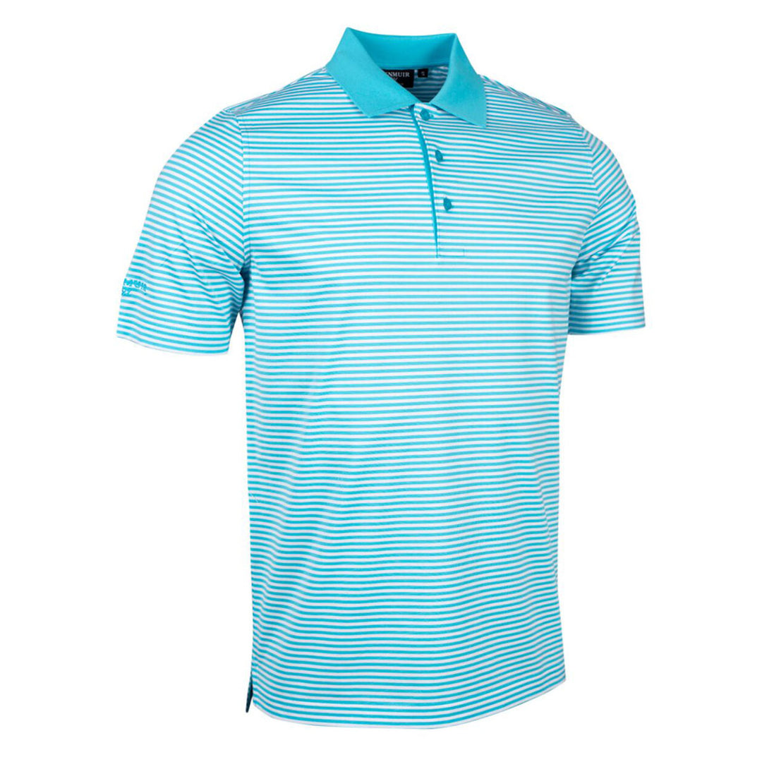 Glenmuir MSL7601-LET Letham Aqua White Striped Mercerised Polo Top - Baks Menswear Bournemouth