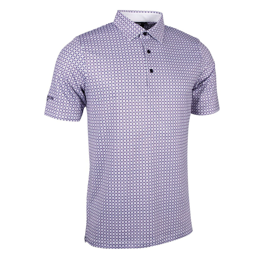 Glenmuir MSP7626-IRV Irvine White Navy Hot Pink Micro G Print Polo Shirt - Baks Menswear Bournemouth