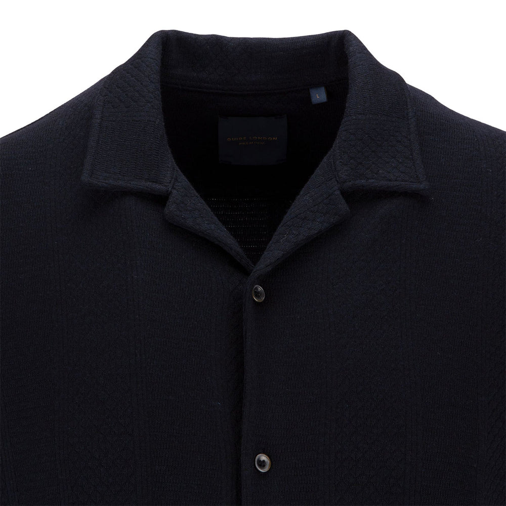 Guide London HS2807 Navy Short Sleeve Knit Shirt - Baks Menswear Bournemouth
