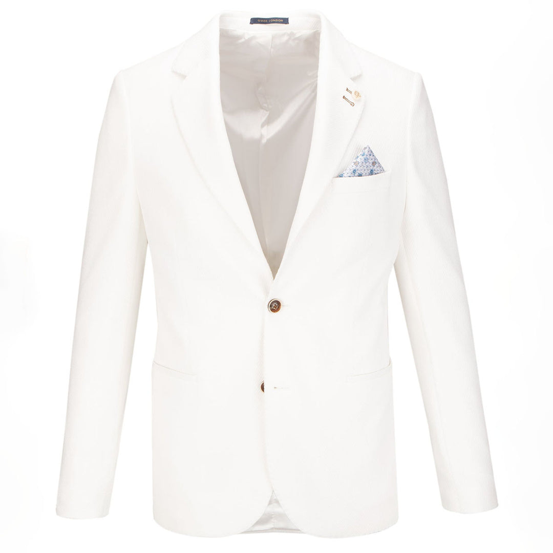 Guide London JK3573 Ivory Modern Cut Mens Blazer Jacket - Baks Menswear Bournemouth