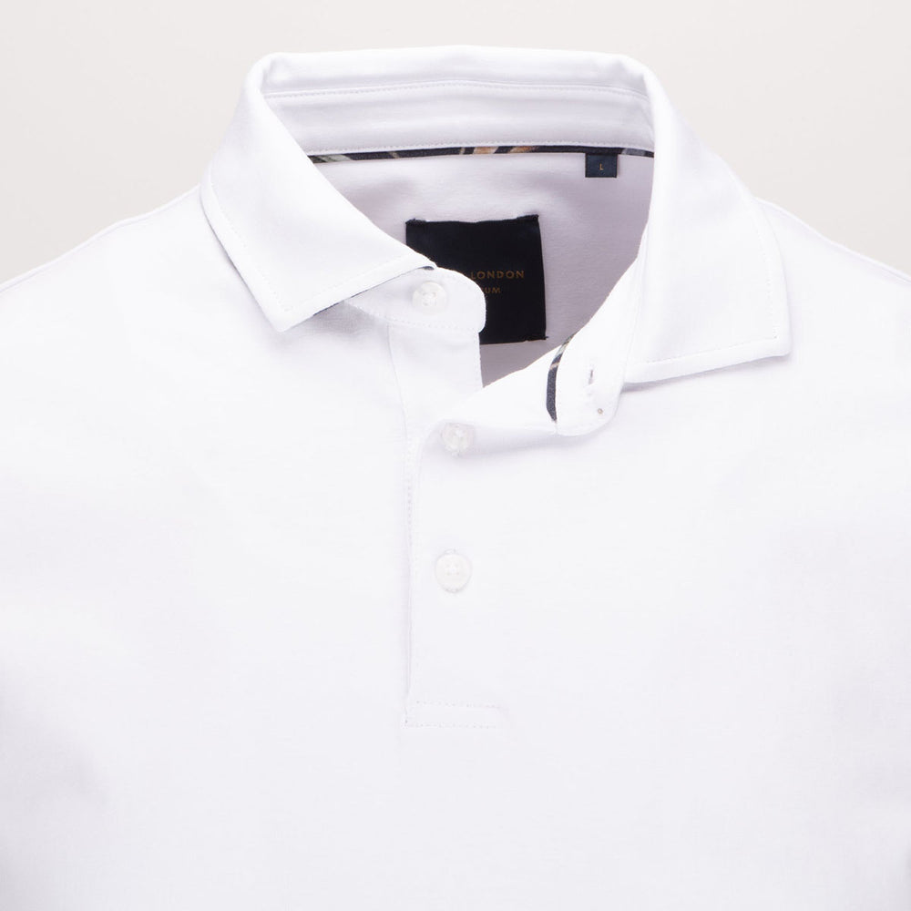Guide London SJ5730 White Stretch Cotton Polo Shirt - Baks Menswear Bournemouth