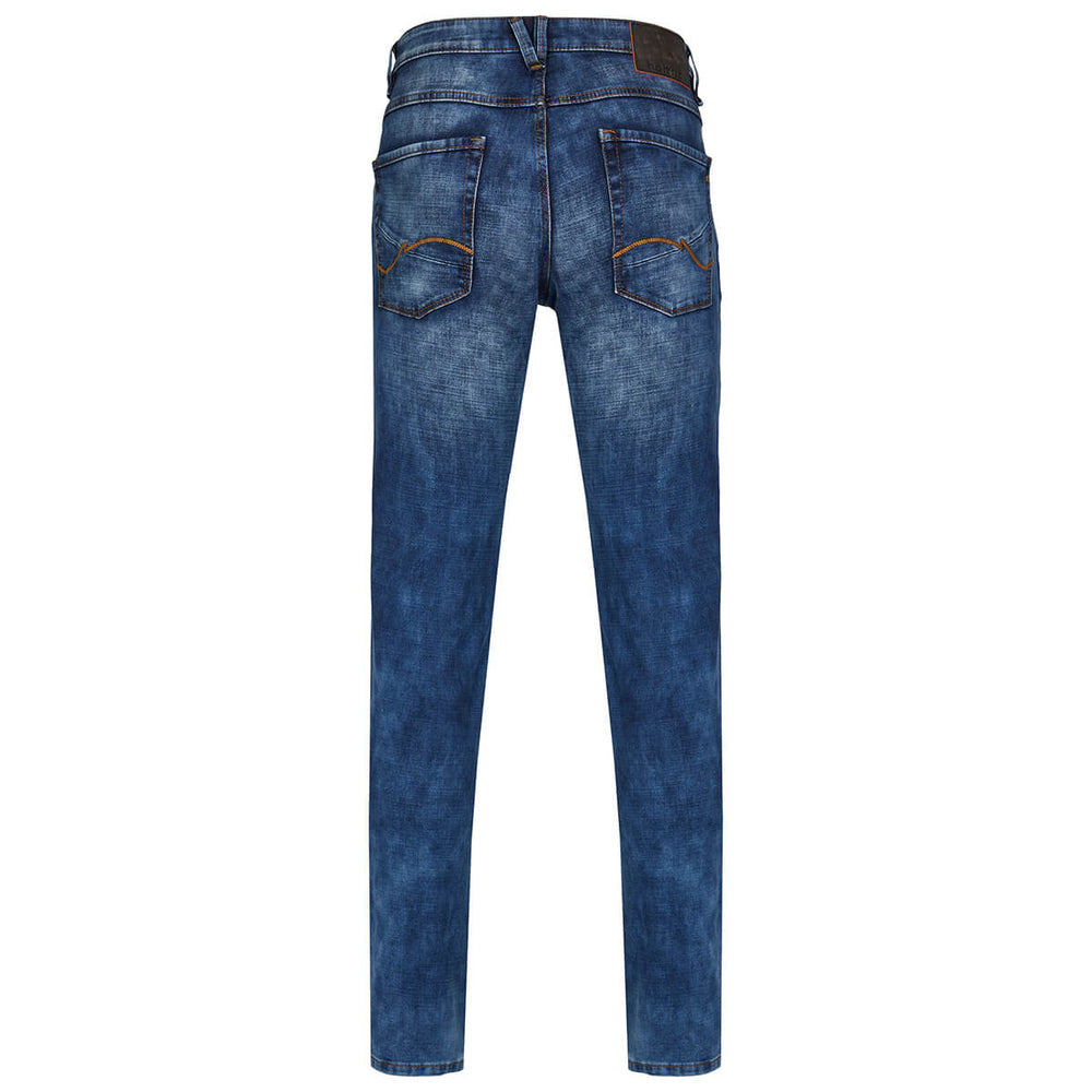 Hattric Harris 688495 9690 49 Mid Blue Used Look Slim Stretch Jeans - Baks Menswear