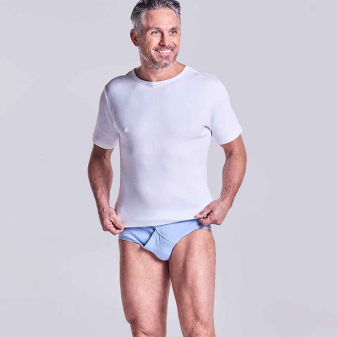 HJ 2350 Light Blue 3-Pack Pure Cotton Fly-Front Mens Briefs - Baks Menswear Bournemouth