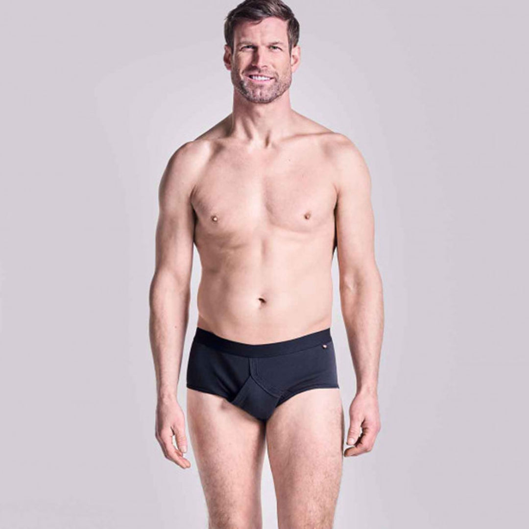 HJ 2350 Navy 3-Pack Pure Cotton Fly-Front Mens Briefs - Baks Menswear Bournemouth