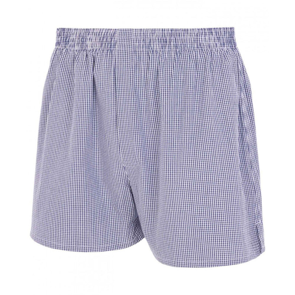 HJ 2351 Navy Check 2-Pack Pure Cotton Woven Boxers - Baks Menswear Bournemouth