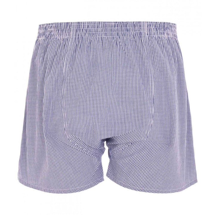 HJ 2351 Navy Check 2-Pack Pure Cotton Woven Boxers - Baks Menswear Bournemouth