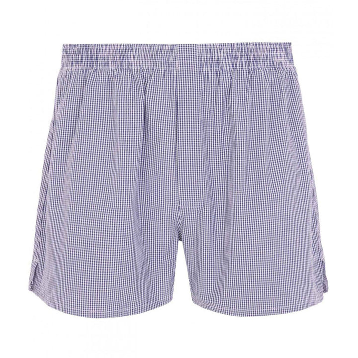 HJ 2351 Navy Check 2-Pack Pure Cotton Woven Boxers - Baks Menswear Bournemouth