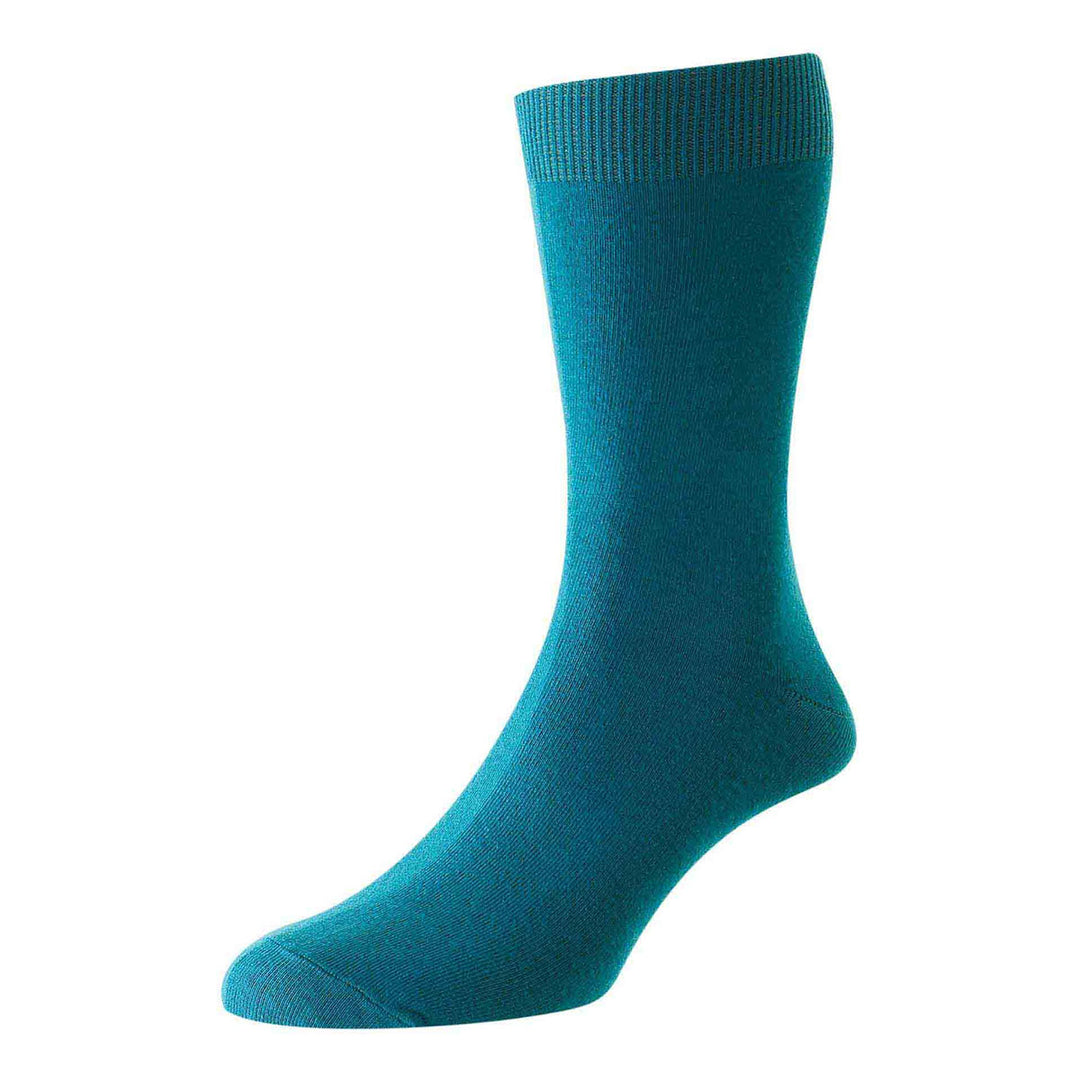 HJ 48 Teal Cotton Rich Bright Colours Socks - Baks Menswear Bournemouth