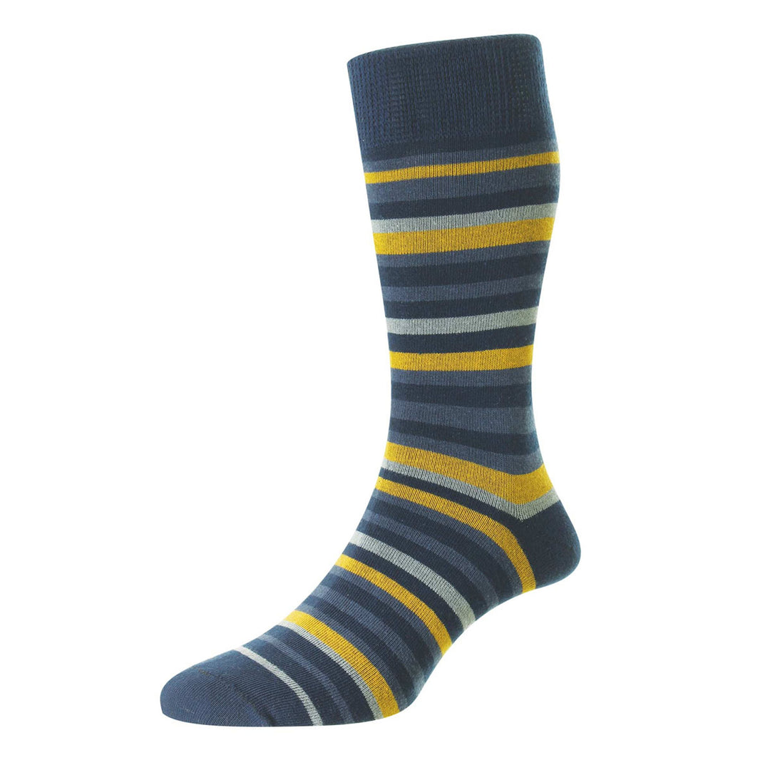 HJ 640 Navy Multi Organic Cotton Comfort Top Socks - Baks Menswear Bournemouth