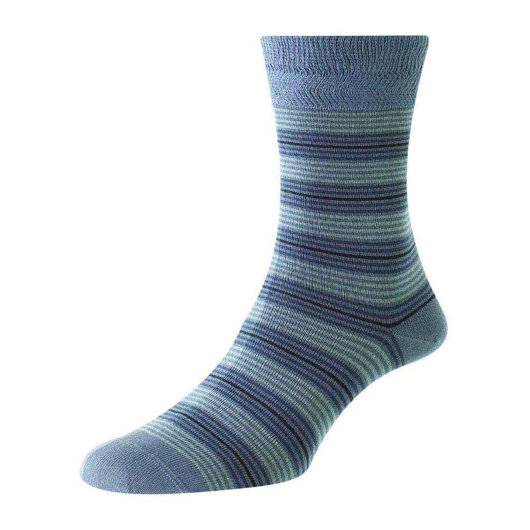 HJ 647 Light Blue Denim 3-Colour Bamboo Comfort Top Socks - Baks Menswear Bournemouth