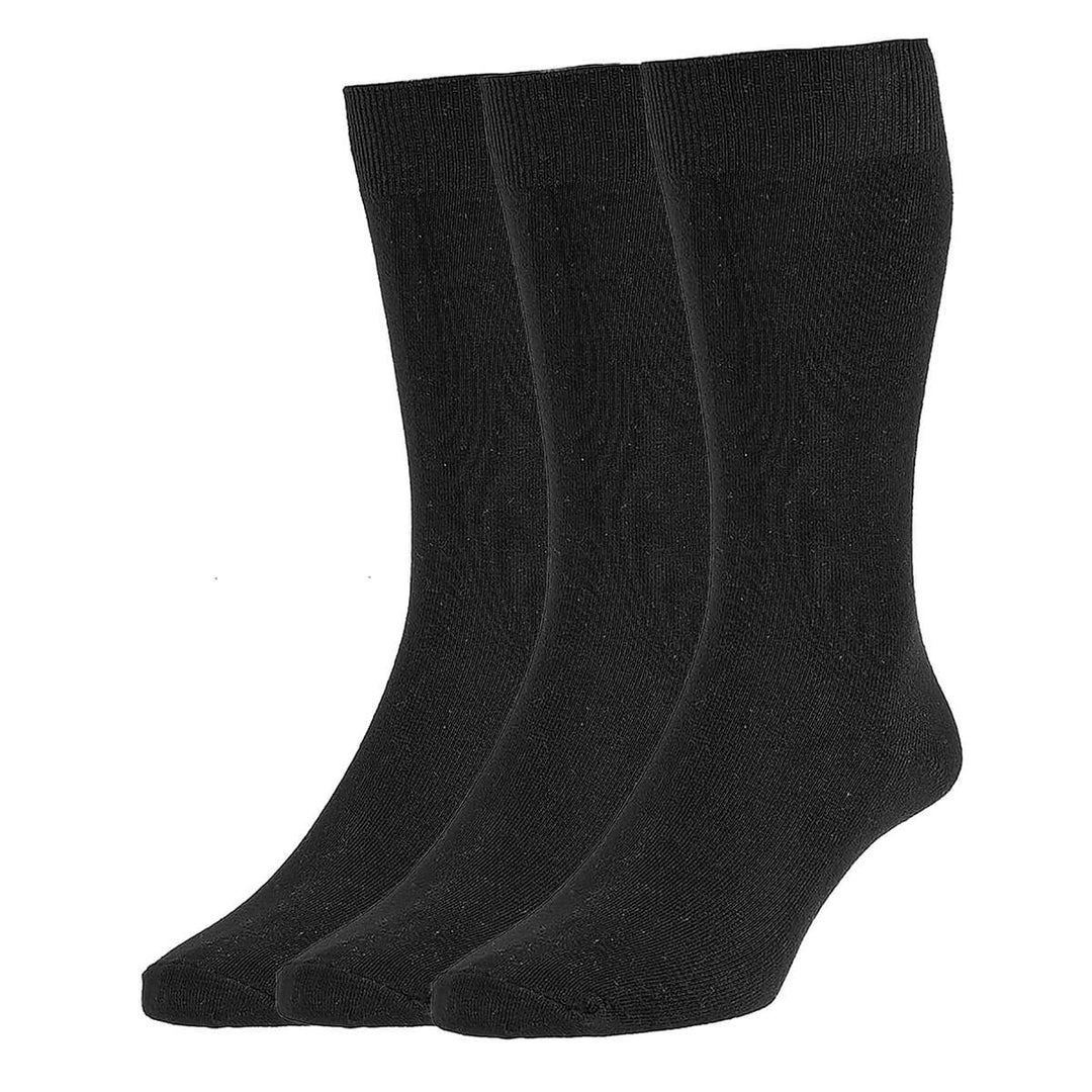 HJ 7116-3 Executive Black Cotton Rich Triple Pack Socks - Baks Menswear