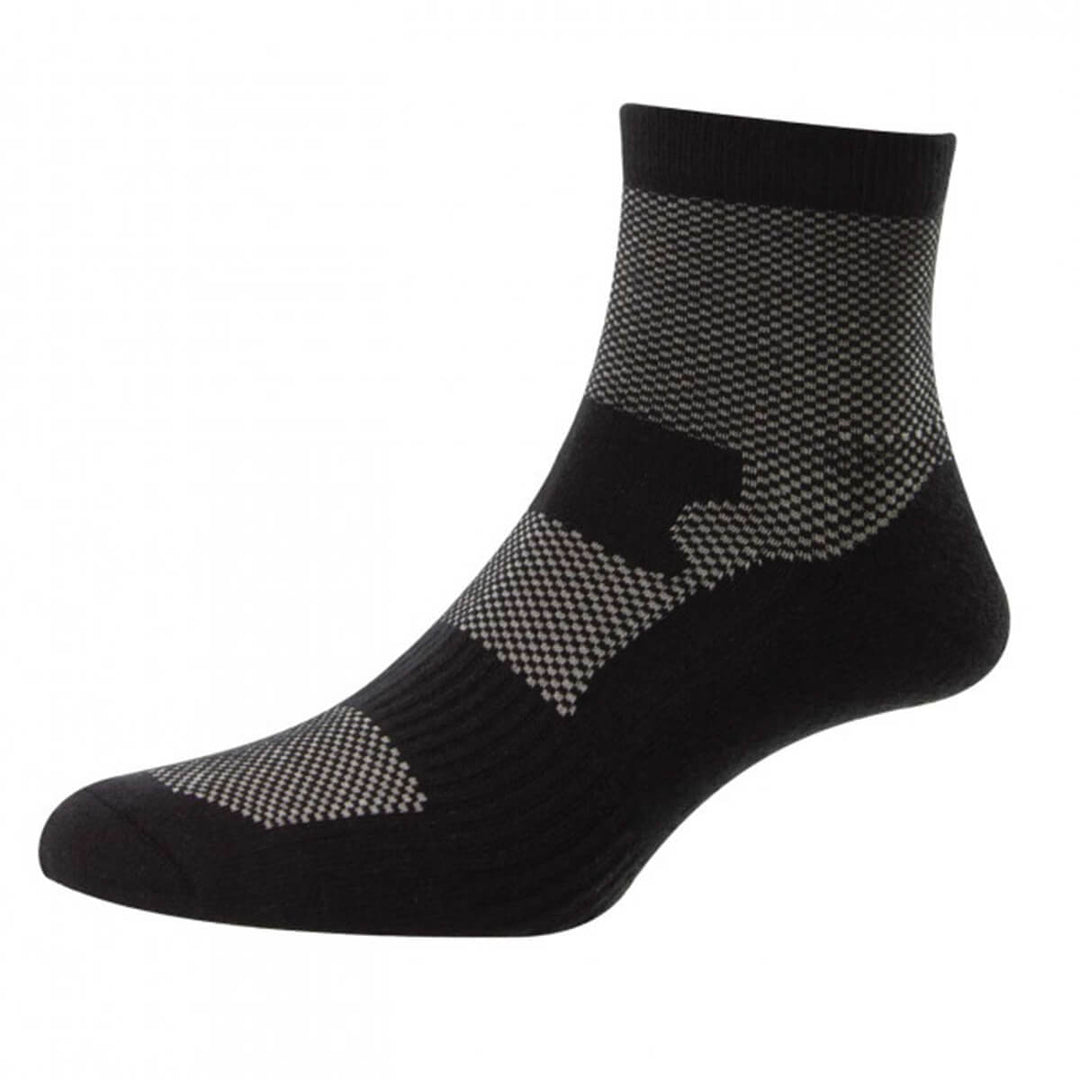 HJ HJ7452 Black Bamboo Trainer Sports Socks - Baks Menswear