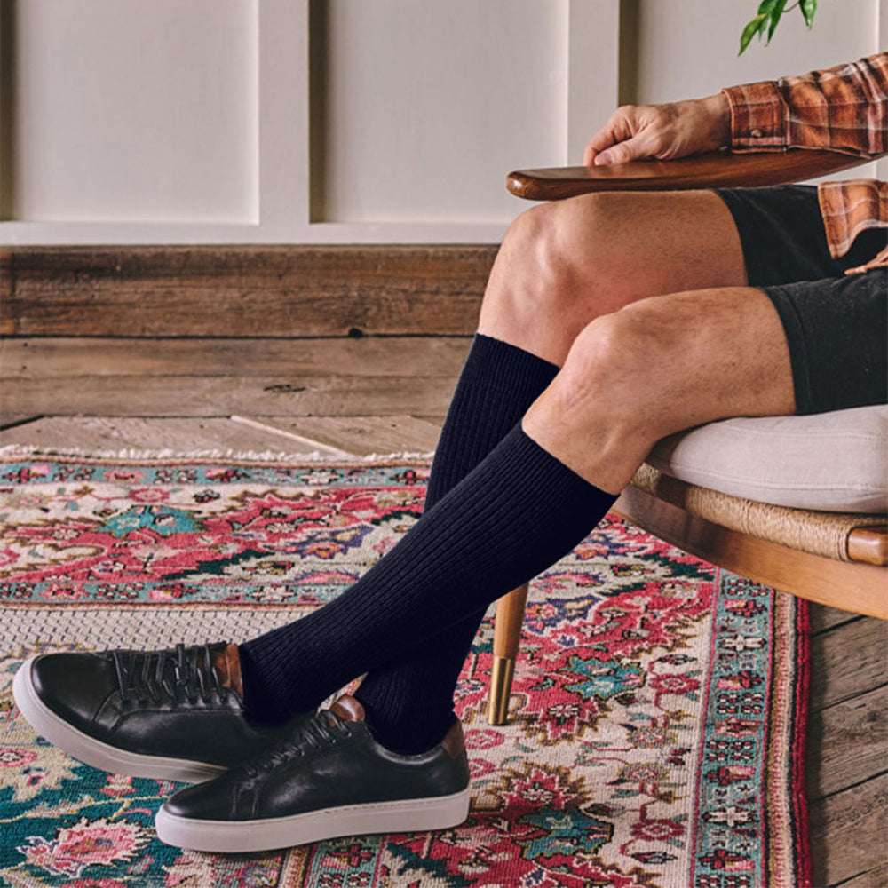 HJ77 Immaculate Long Wool Rich Navy Socks - Baks Menswear Bournemouth