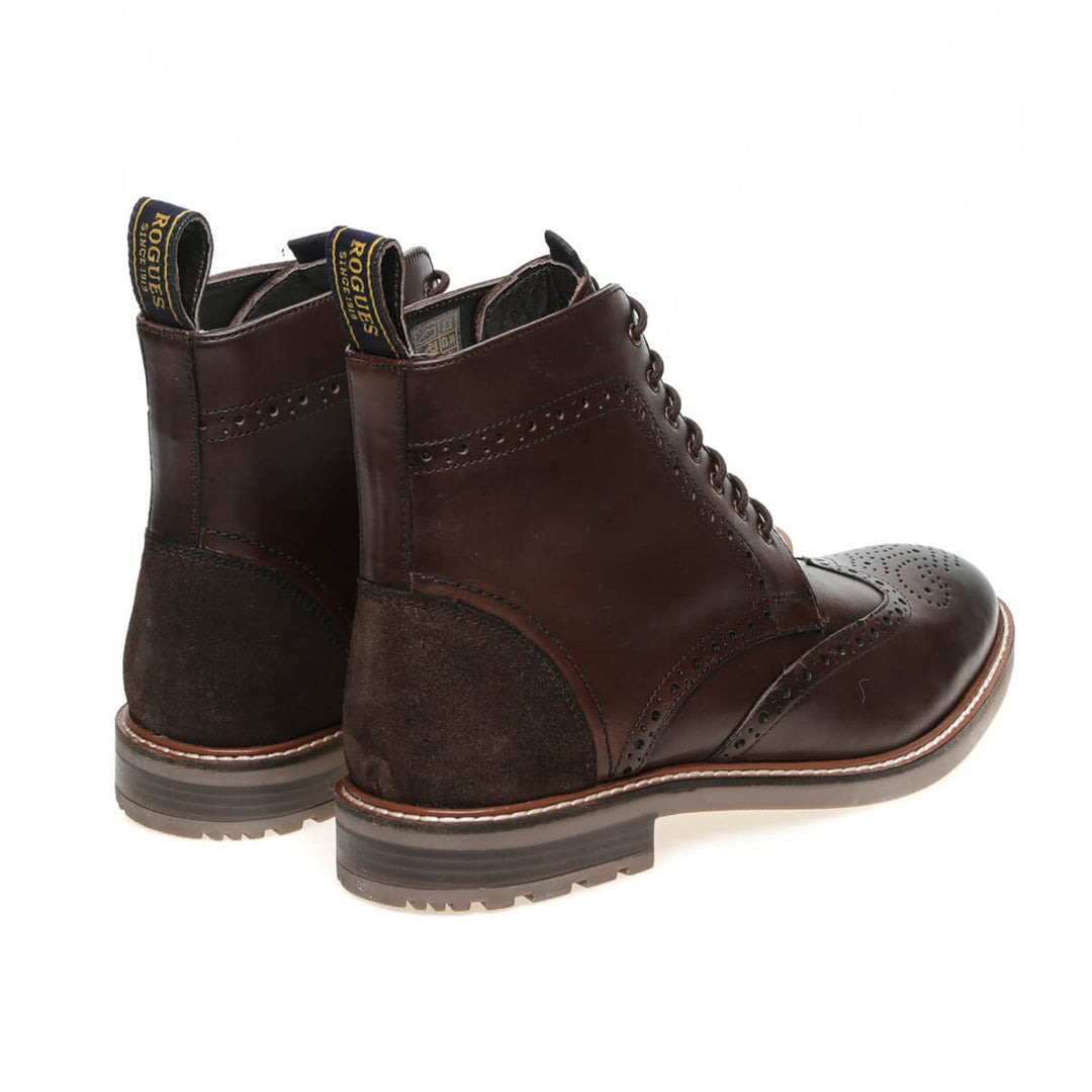 John White Hector Brown Brogue Lace-Up Boots - Baks Menswear