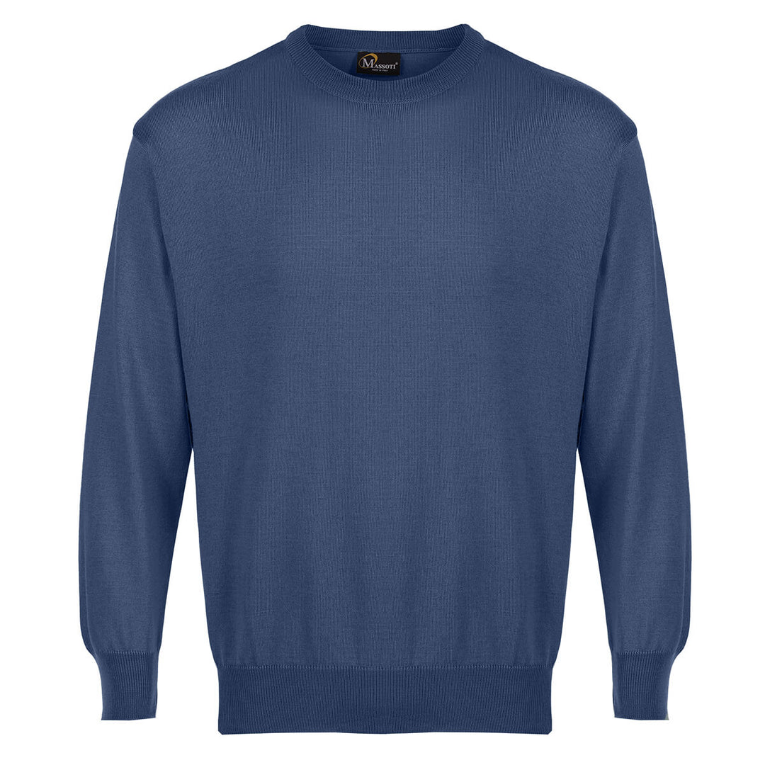 Massoti W05 Denim Blue 100% Pure Merino Wool Crew Neck Jumper - Baks Menswear Bournemouth